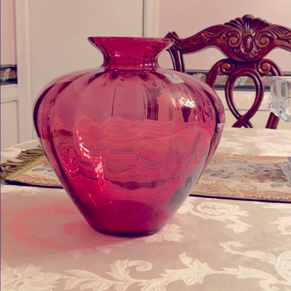 Pilgrim cranberry glass vase vintage